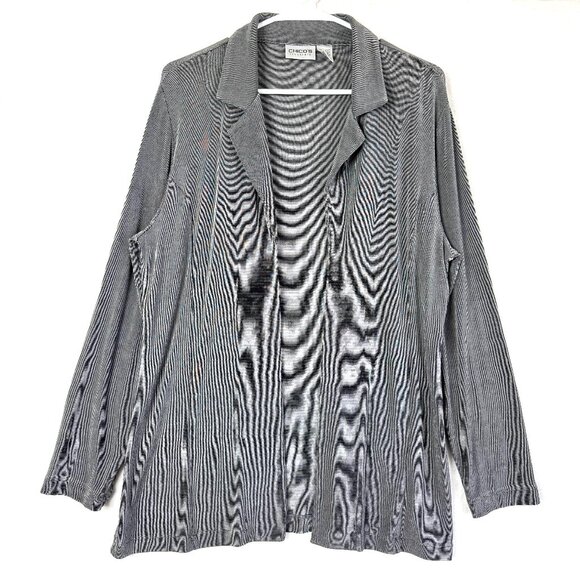 Chicos Travelers Slinky Collared Open Front Longline Stretch Cardigan Womens 2 L - Picture 1 of 7